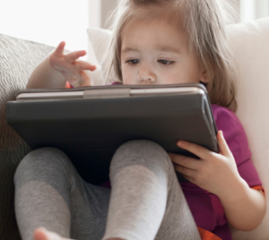 child having screen time